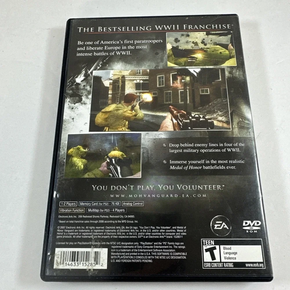 Medal of Honor: Vanguard Sony PlayStation 2 PS2 + Manual Used 2007